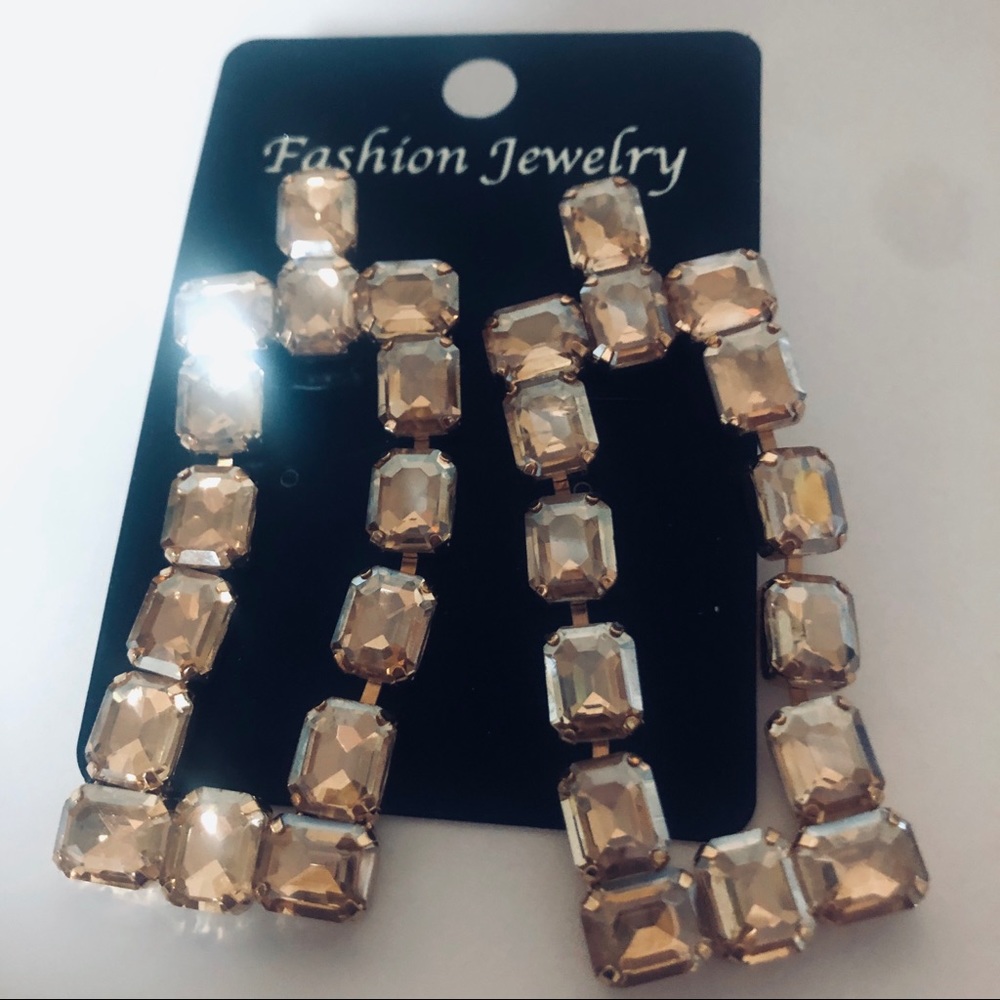 Extra Large, Extra Long Dangle Earrings In Rectan… - image 1